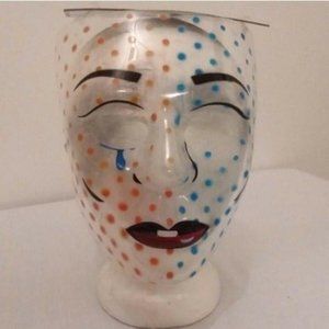 CLOWN MASK Polka Dot Halloween Costume Jester Red Lips Mardi Gras Party New